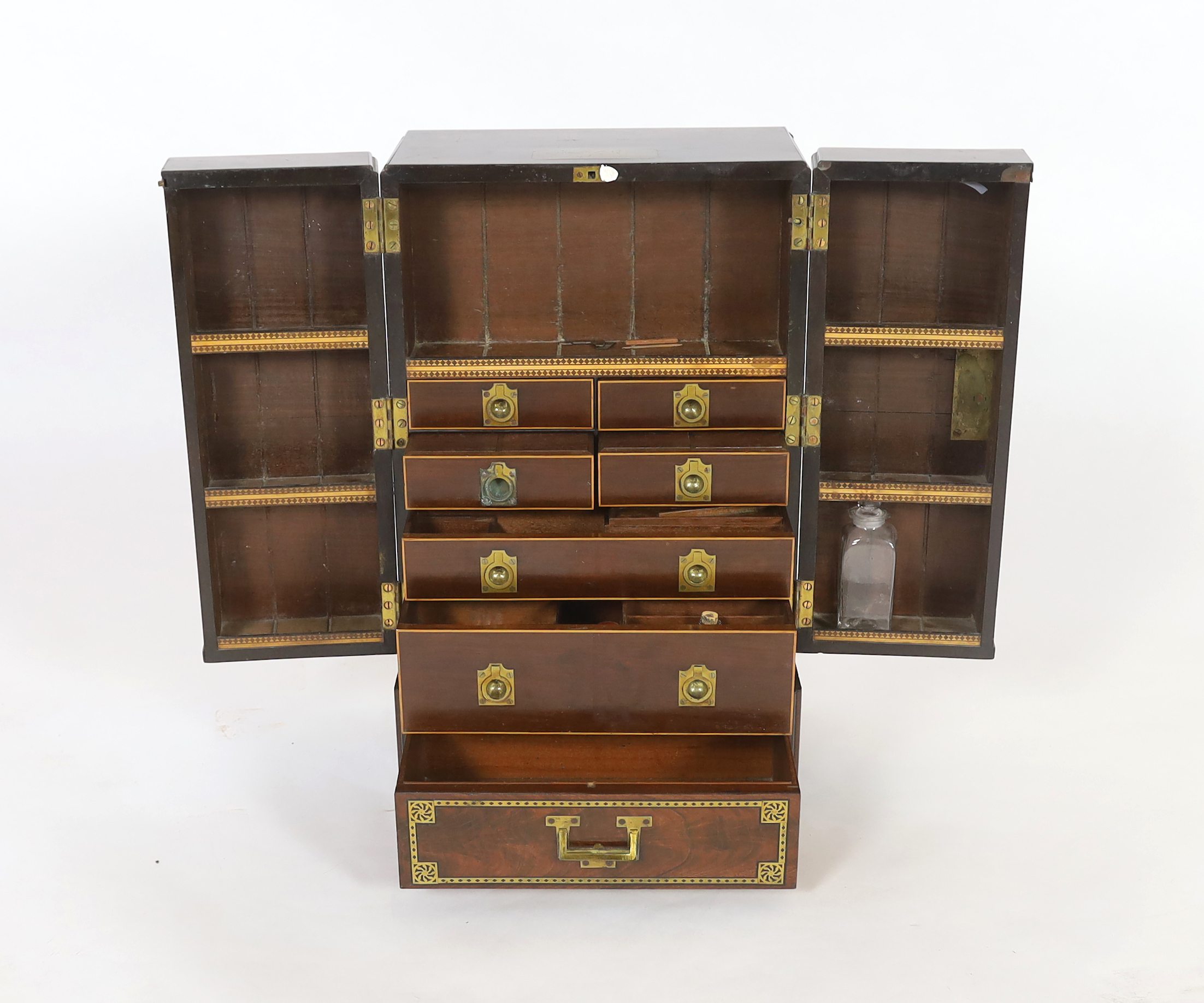 A Regency brass inset mahogany apothecary chest